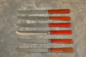 Vintage Red Bakelite Knives  - Set of 6