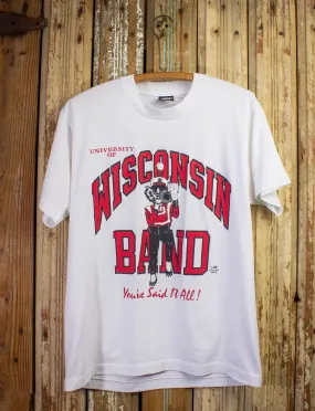 Vintage University of Wisconsin Marching Band Graphic T Shirt 1989 White Large