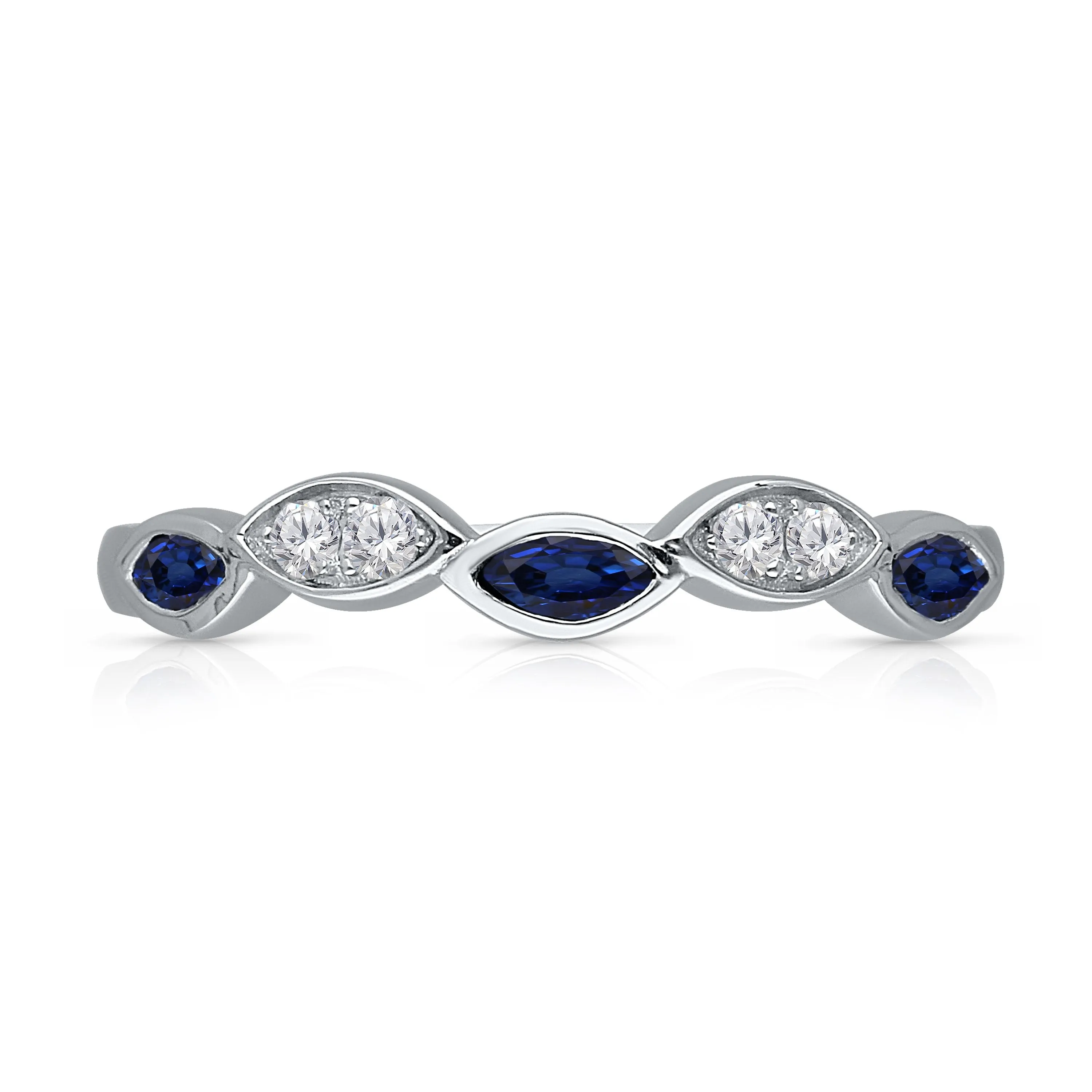 White Gold Sapphire & Diamond Infinite Ring