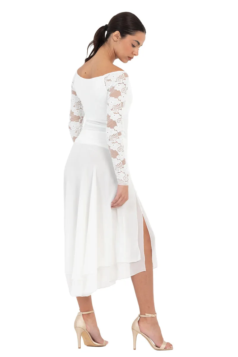 White Two-layer Georgette Dance Skirt