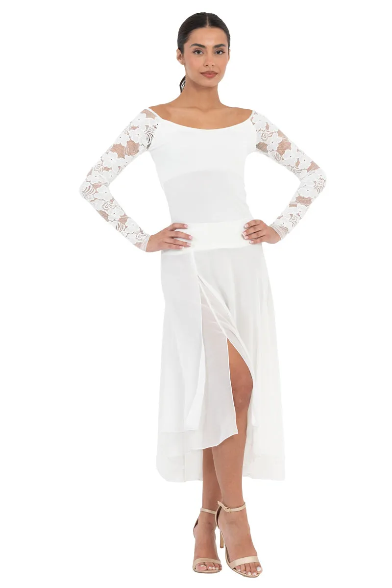 White Two-layer Georgette Dance Skirt