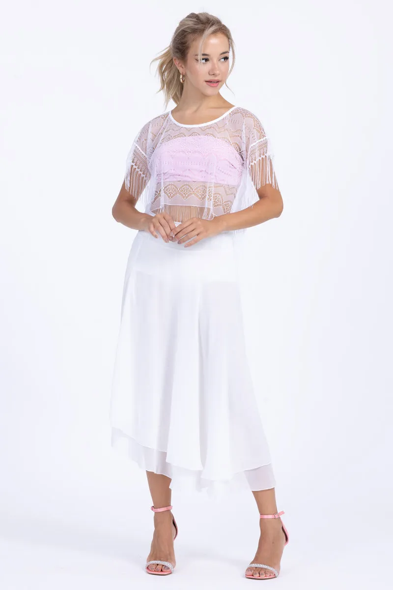 White Two-layer Georgette Dance Skirt