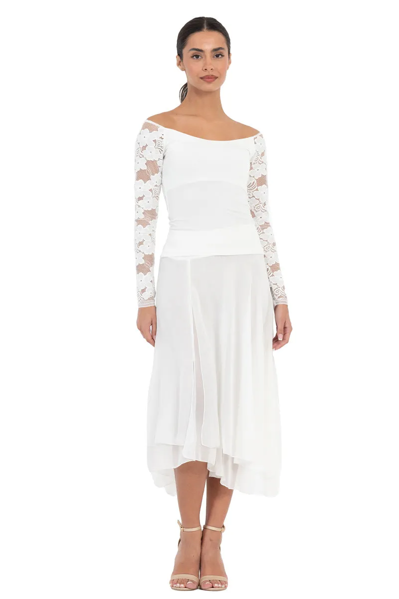 White Two-layer Georgette Dance Skirt